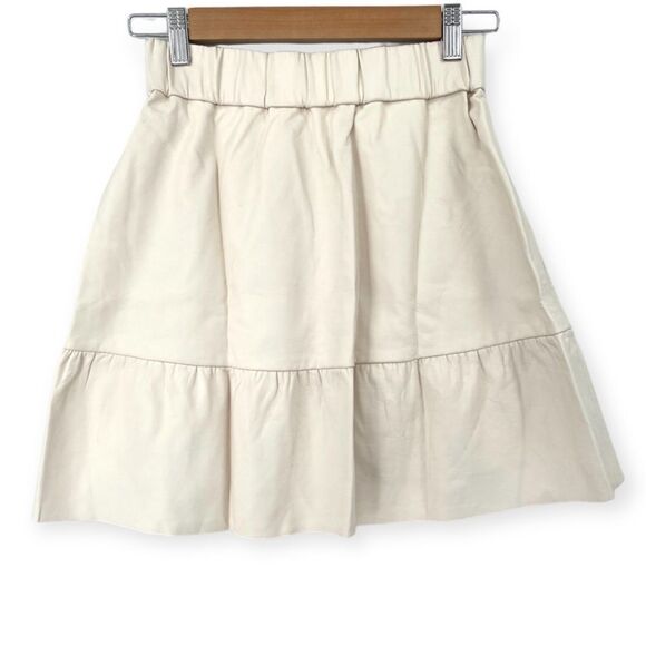 ~Club Monaco Vegan Leather Ruffle Skirt NWT 00 - Picture 2 of 6